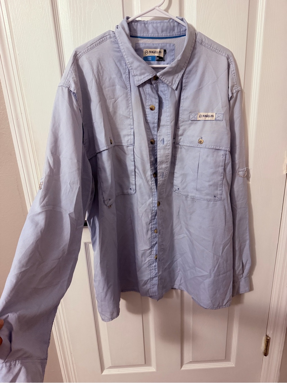 Magellan Outdoors Men's Light Blue Button-Down Fishing Shirt